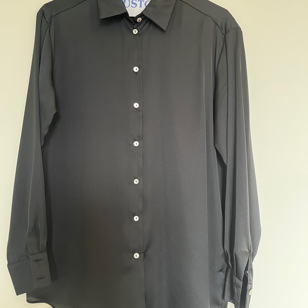 ZARA Satin Black Button-Up Shirt